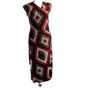 Lauren Ralph Lauren Southwestern Geometric Print Faux Wrap Midi Dress - Medium